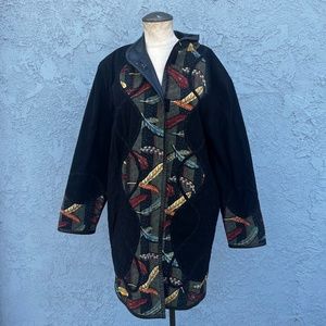 Vintage Quilted Jacket Art to wear Duster 90s Hippie Bohemian